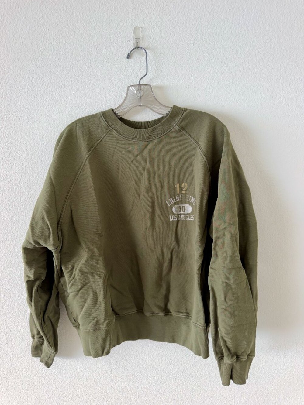 Anine Bing LA 2012 Army Green Graphic Sweatshirt Size S